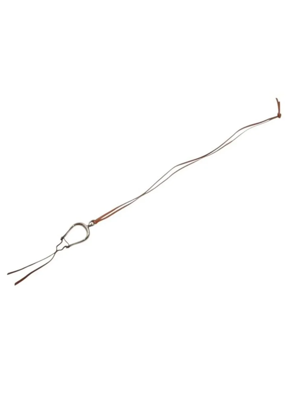 Hermes Leather Necklace Choker Horse Tackle Brown String Silver